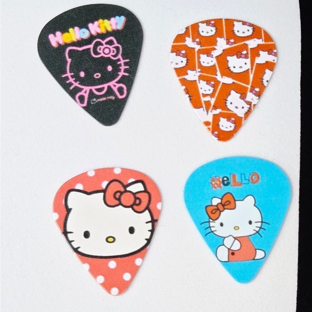 Hello Kitty Guitar Picks Set 4pcs Kawaii Red Black Variety Plectrum Pack Kawaii